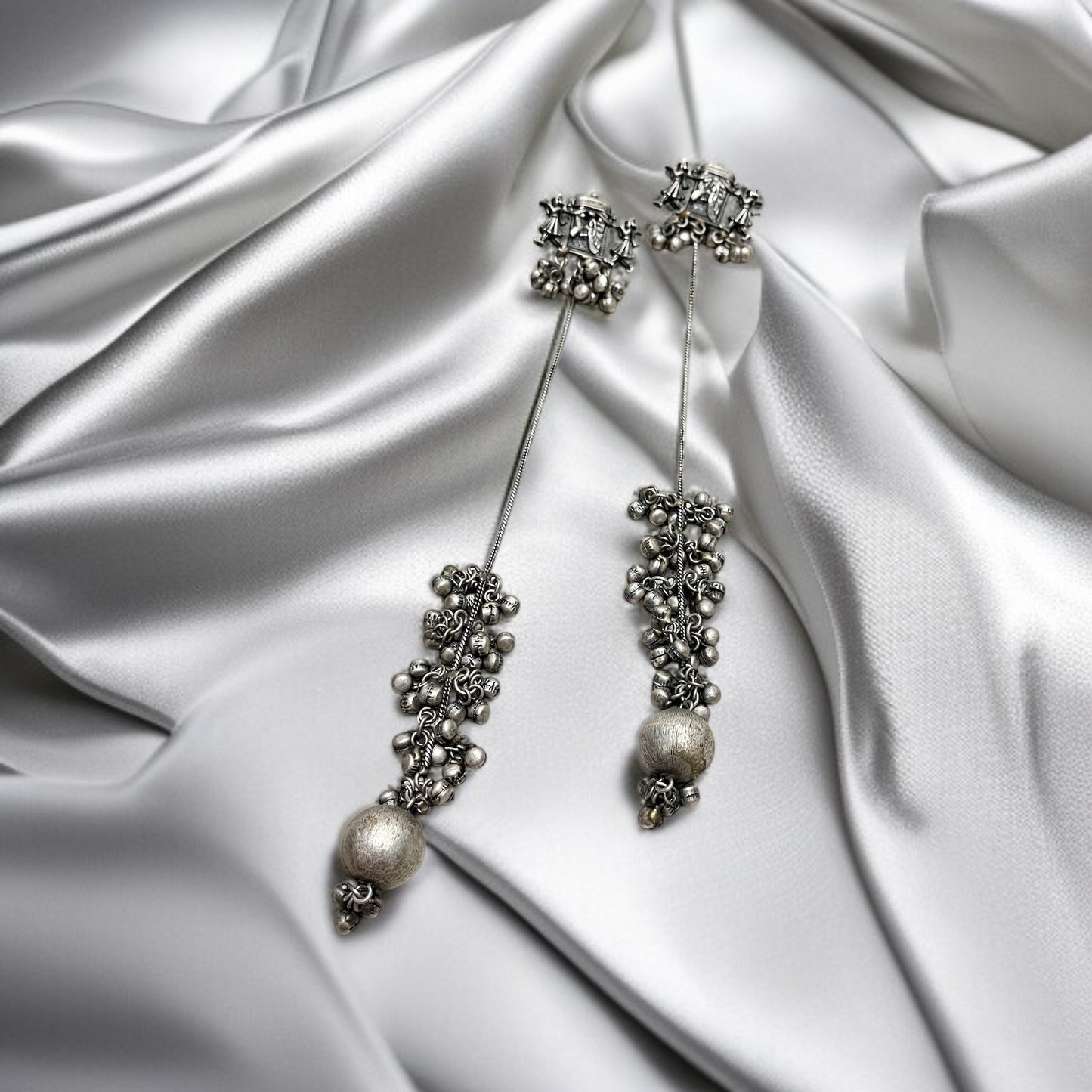Navratri Silver Oxidised Earrings