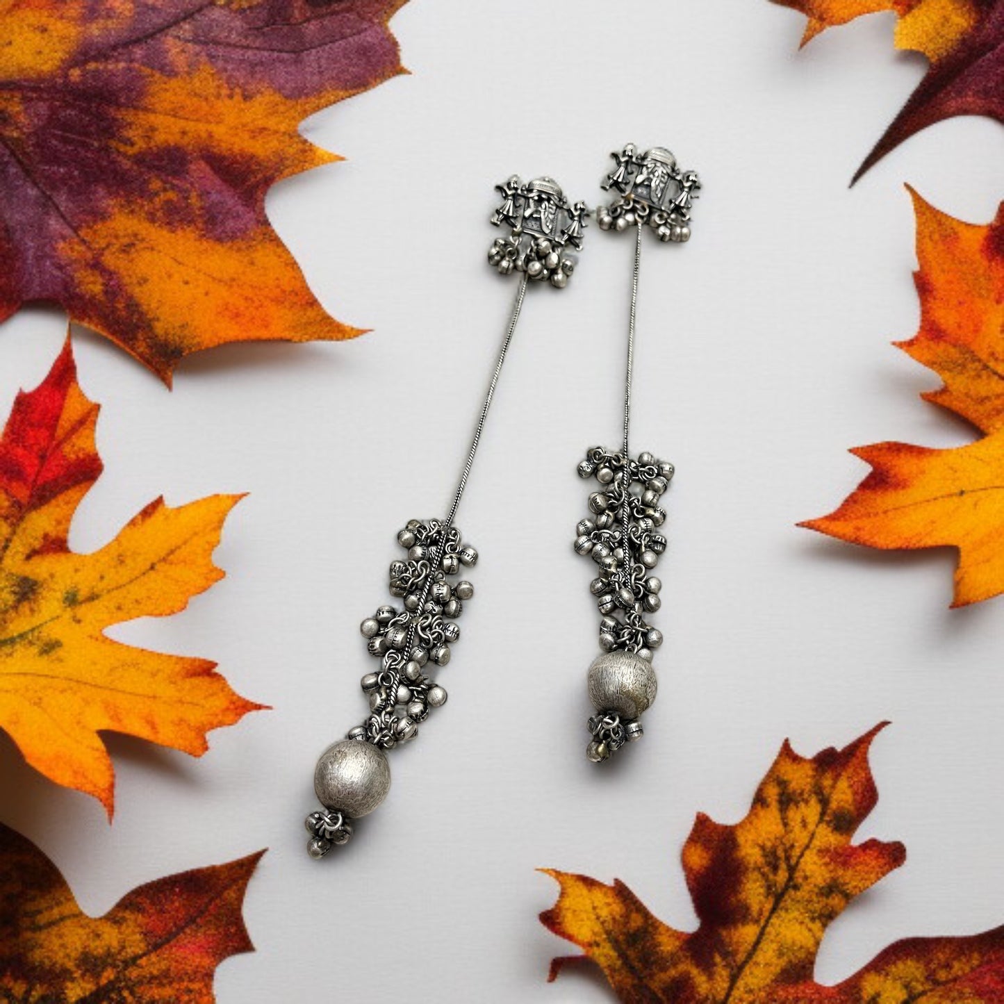 Navratri Silver Oxidised Earrings
