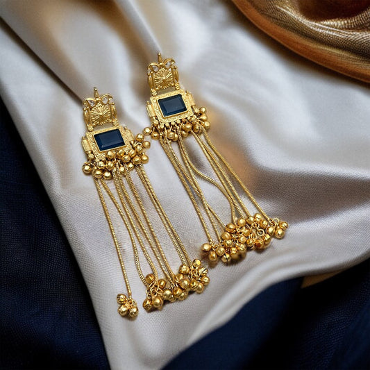 Stone Ghungroo Hanging Earrings