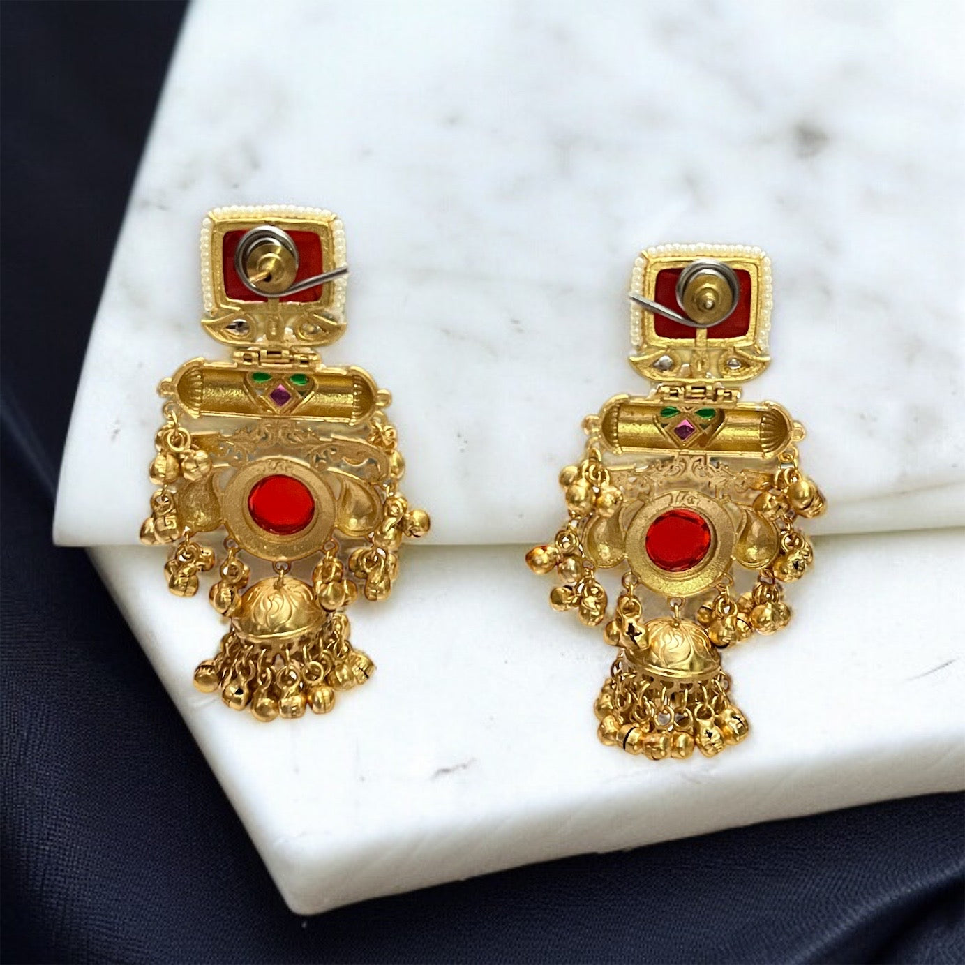Designer Stone Brass Gunghroo Earrings