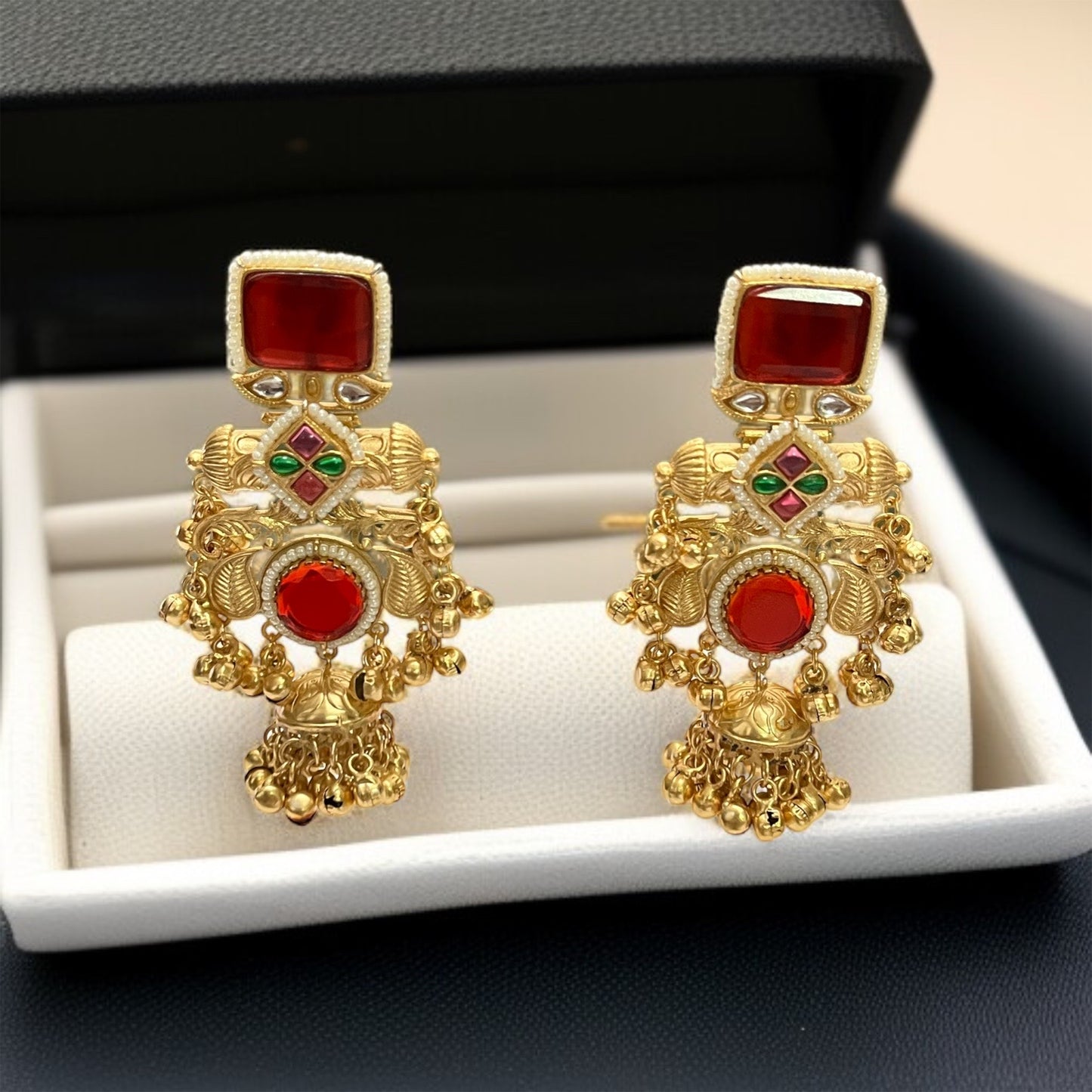 Designer Stone Brass Gunghroo Earrings