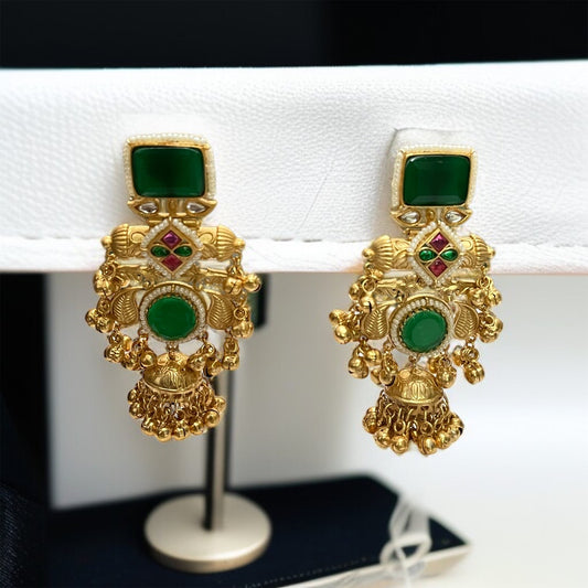 Designer Stone Brass Gunghroo Earrings