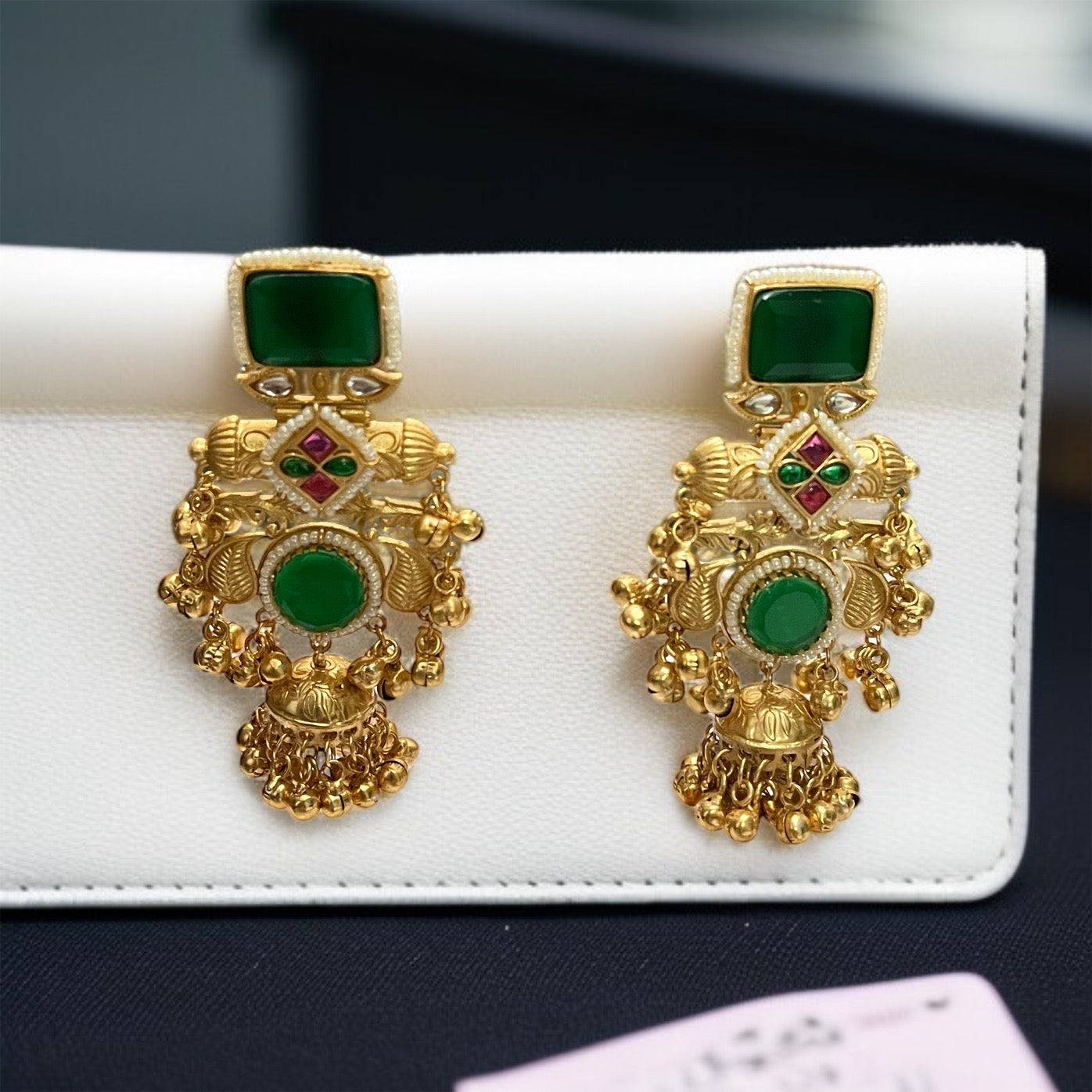 Designer Stone Brass Gunghroo Earrings