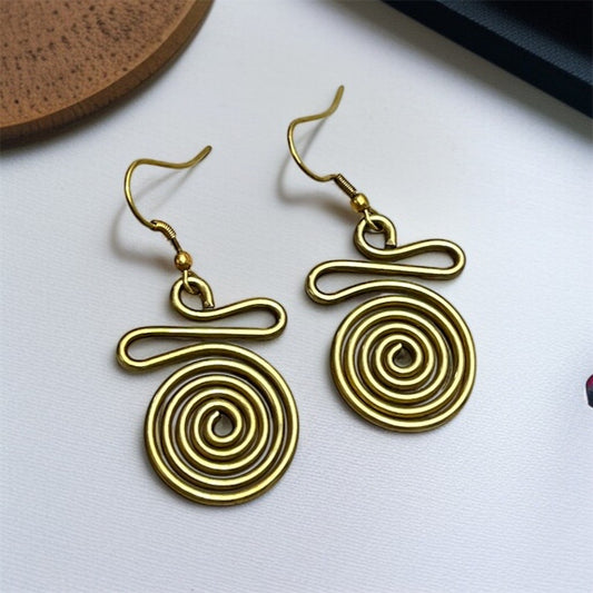 Gold Brass Hook Earrings