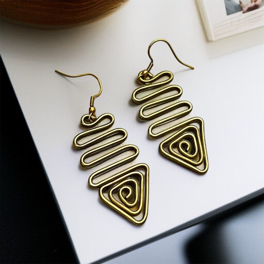 Gold Brass Drop Earrings