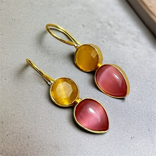 Small Stone Hook Earrings