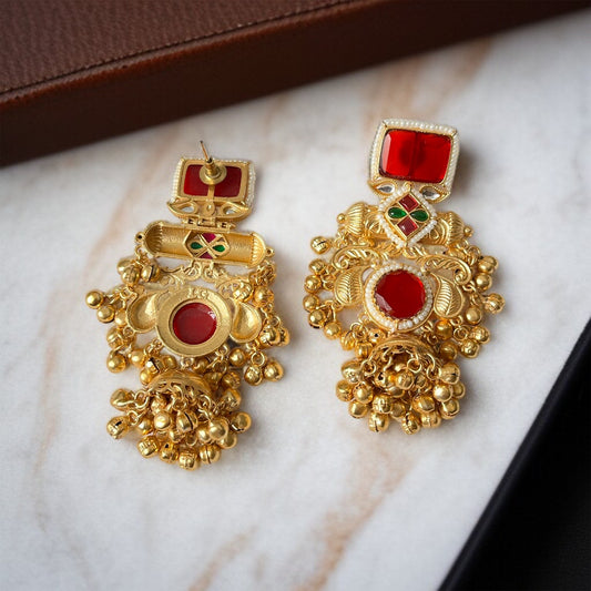 Designer Stone Brass Gunghroo Earrings
