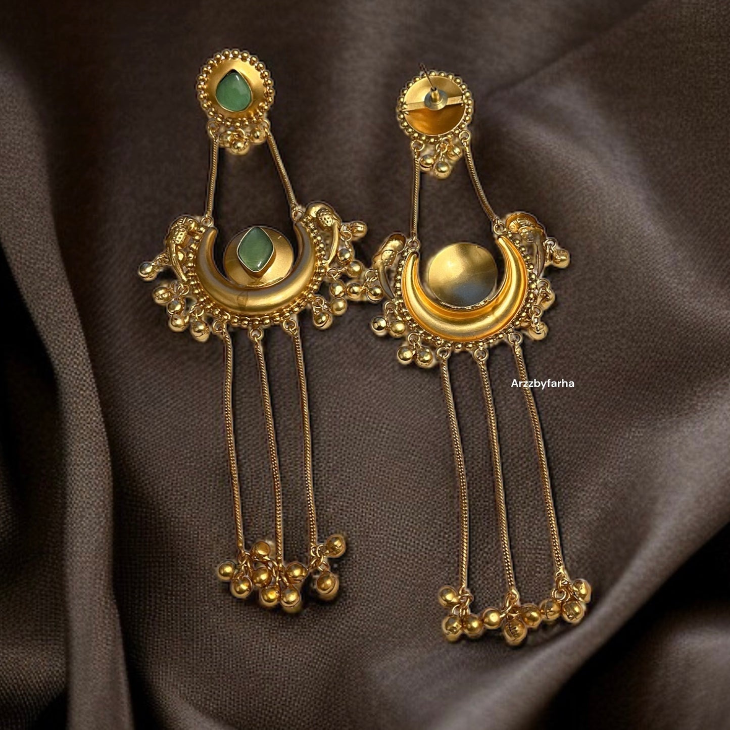 Mint Kashimiri Chandbali Earrings