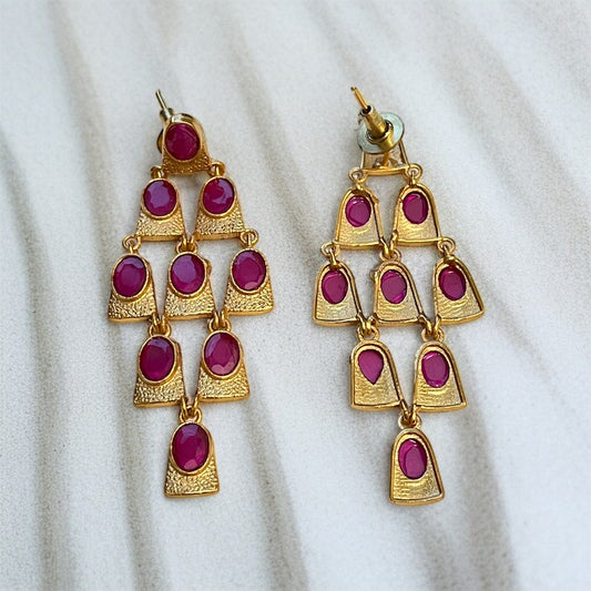 Brass Stone Drop Earrings