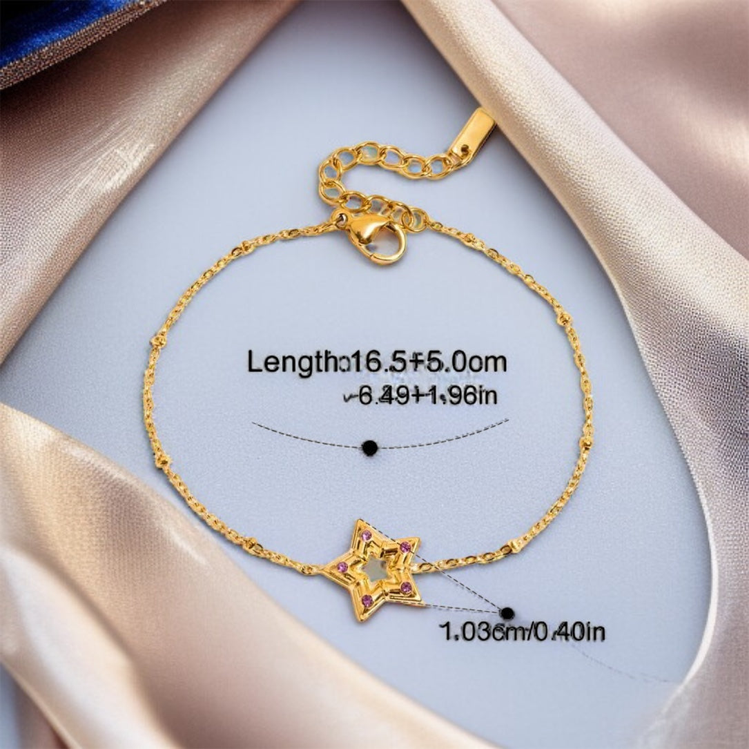 Star Pink AD Chain Bracelet