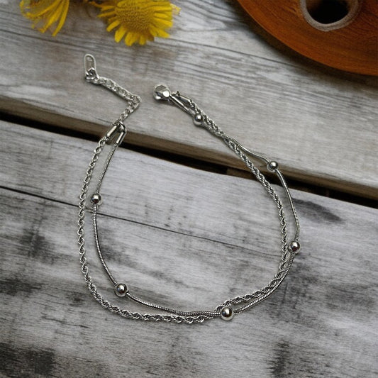 Silver Double Chain Bracelet