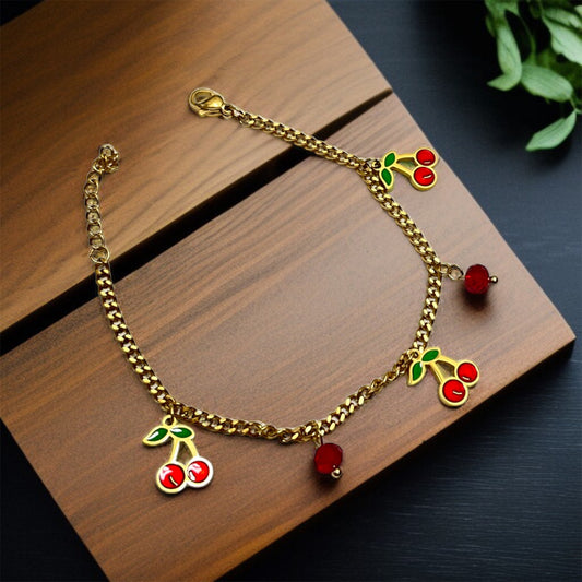 Cherry Beads Chain Bracelet