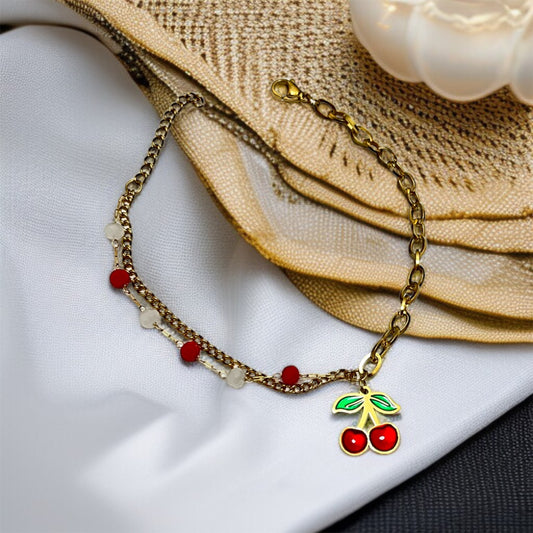 Cherry Beads Chain Bracelet