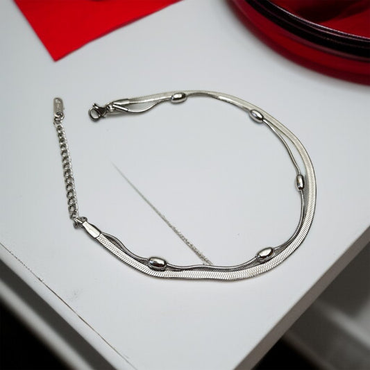 Silver Double Chain Bracelet