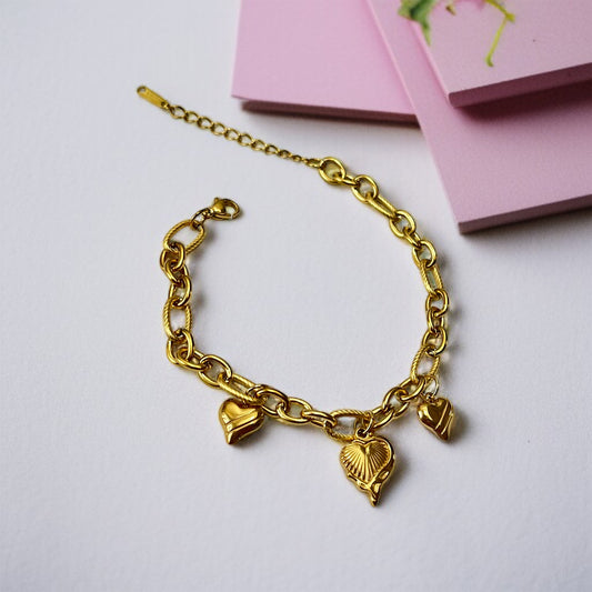 Gold Heart Chain Bracelet