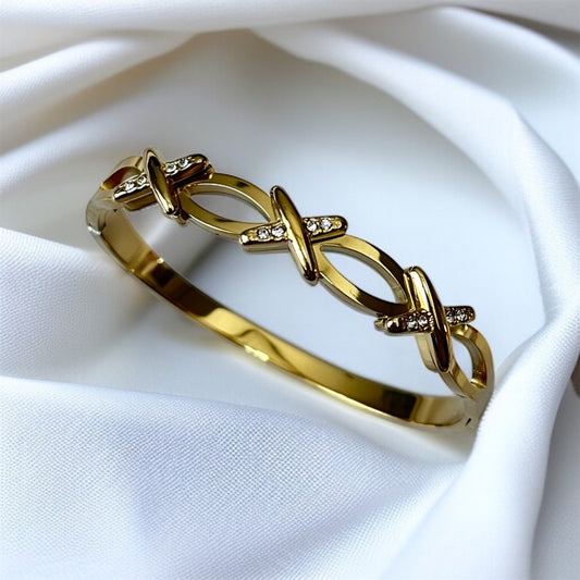 AD Studded Cross Cuff Bracelet