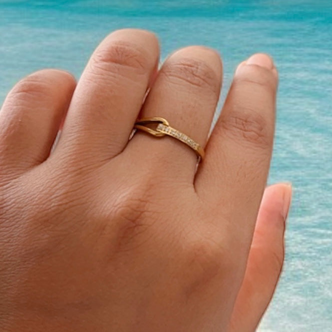 AD Studded V Shaped Ring