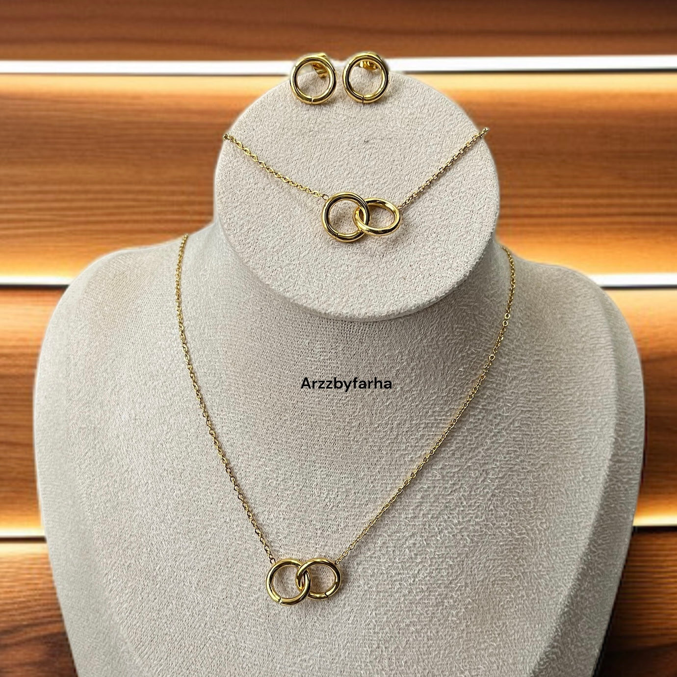 Ring Pendant Studs & Bracelet Combo Set