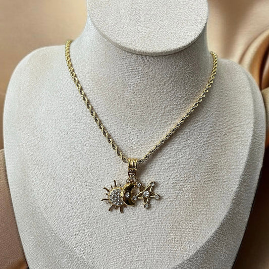 Star Moon Solid Chain Necklace