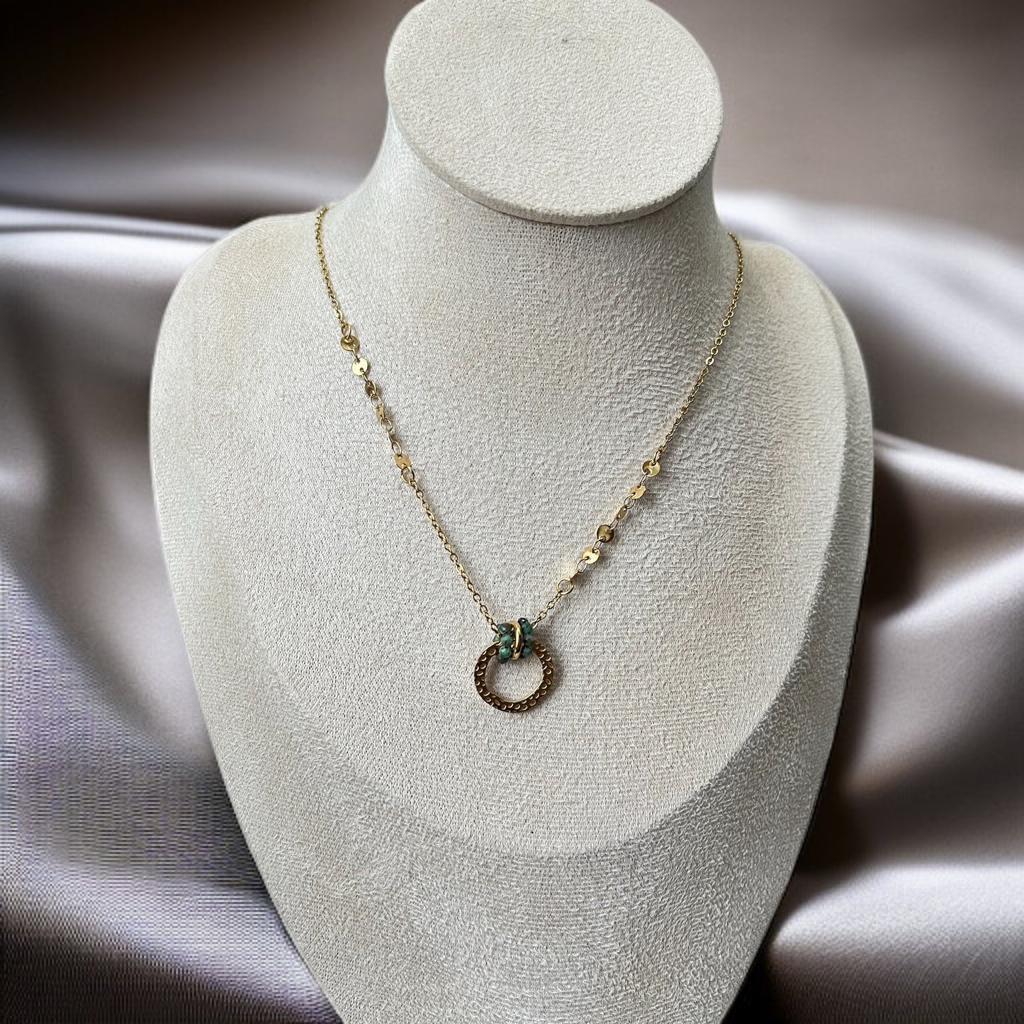 Green Beads Ring Necklace