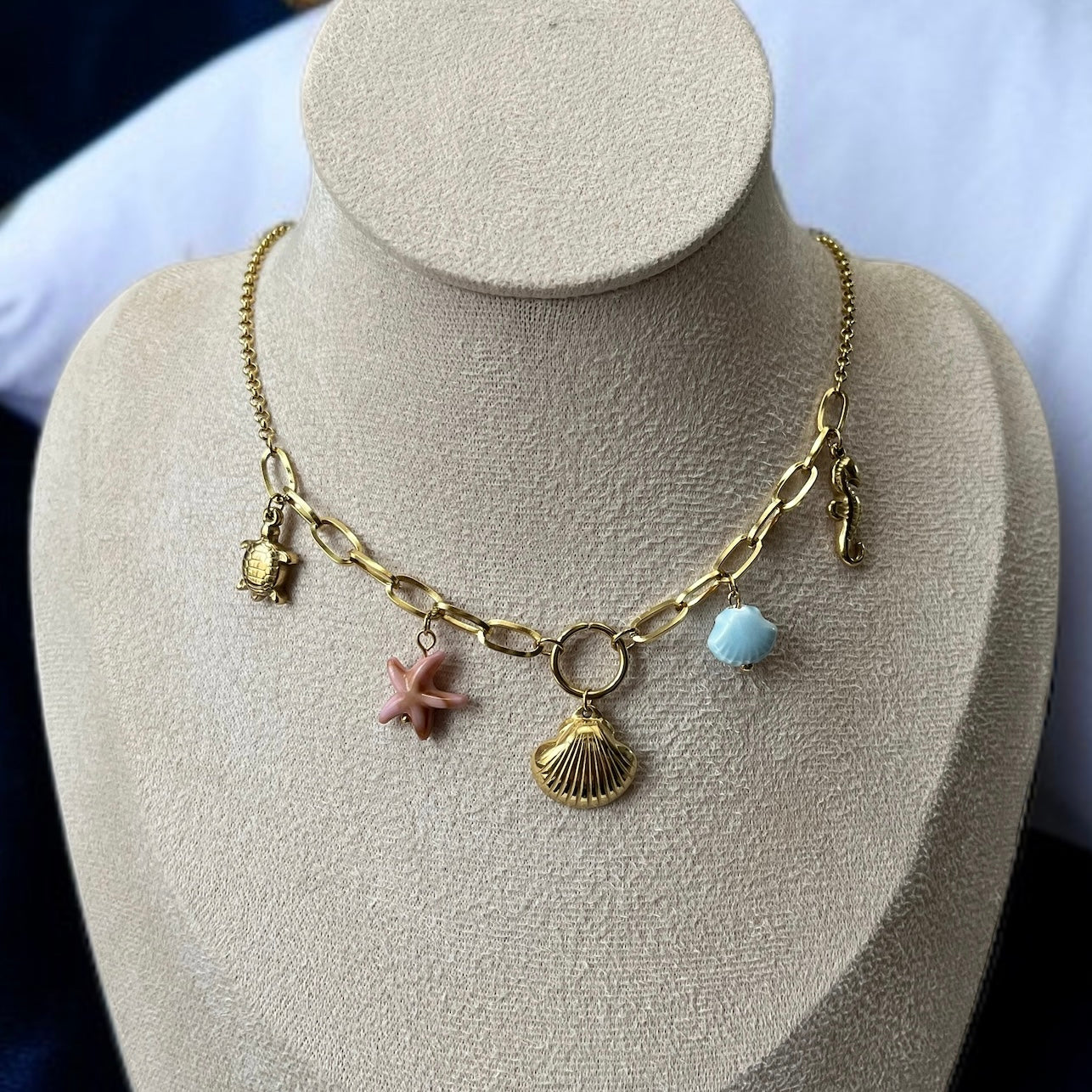 Multicolor Charms Link Chain Necklace
