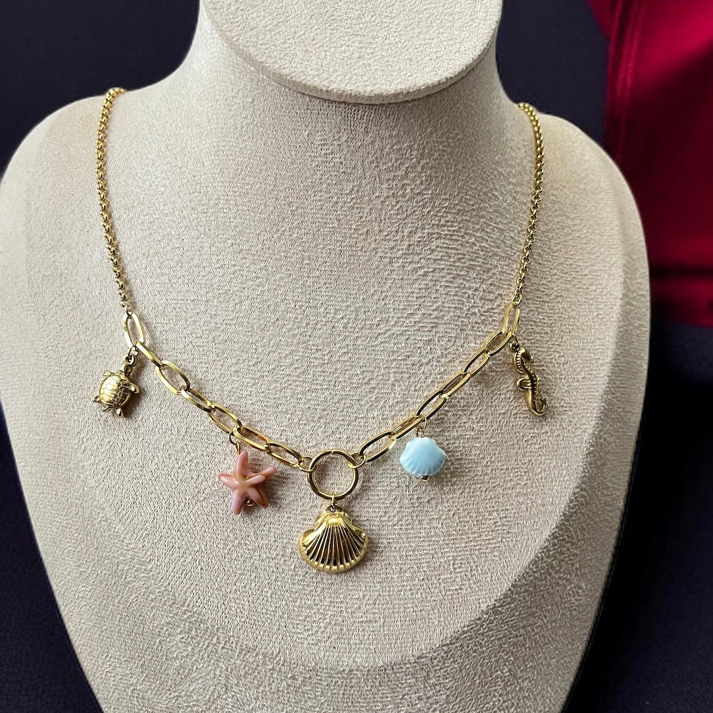 Multicolor Charms Link Chain Necklace