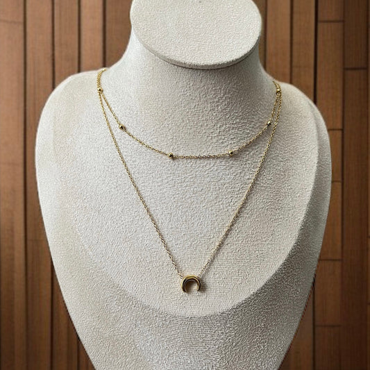 Double Chain Moon Necklace