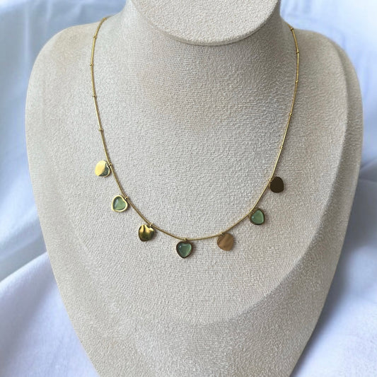 Mint & Gold Heart Necklace
