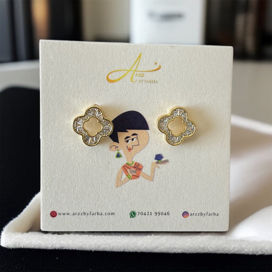 Crystal Clover Studs Earrings
