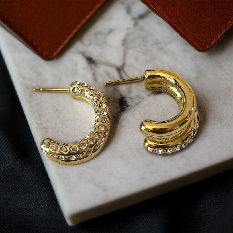 AD Studded Hoop Earrings