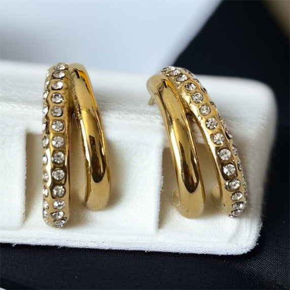 AD Studded Hoop Earrings