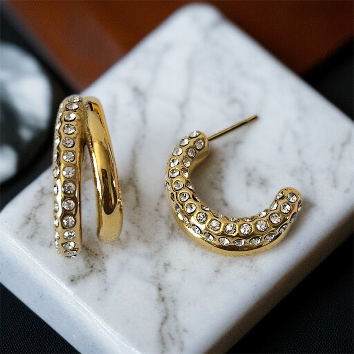AD Studded Hoop Earrings
