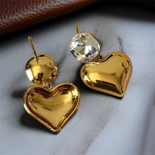 Crystal Heart Drop Earrings