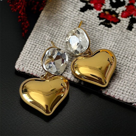 Crystal Heart Drop Earrings
