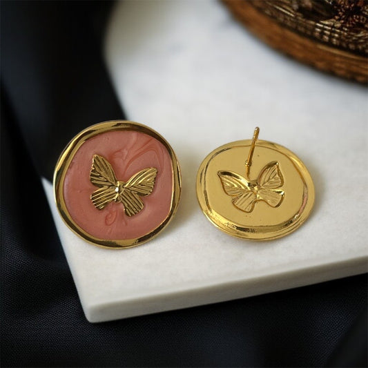 Enamel Butterfly Studs Earrings
