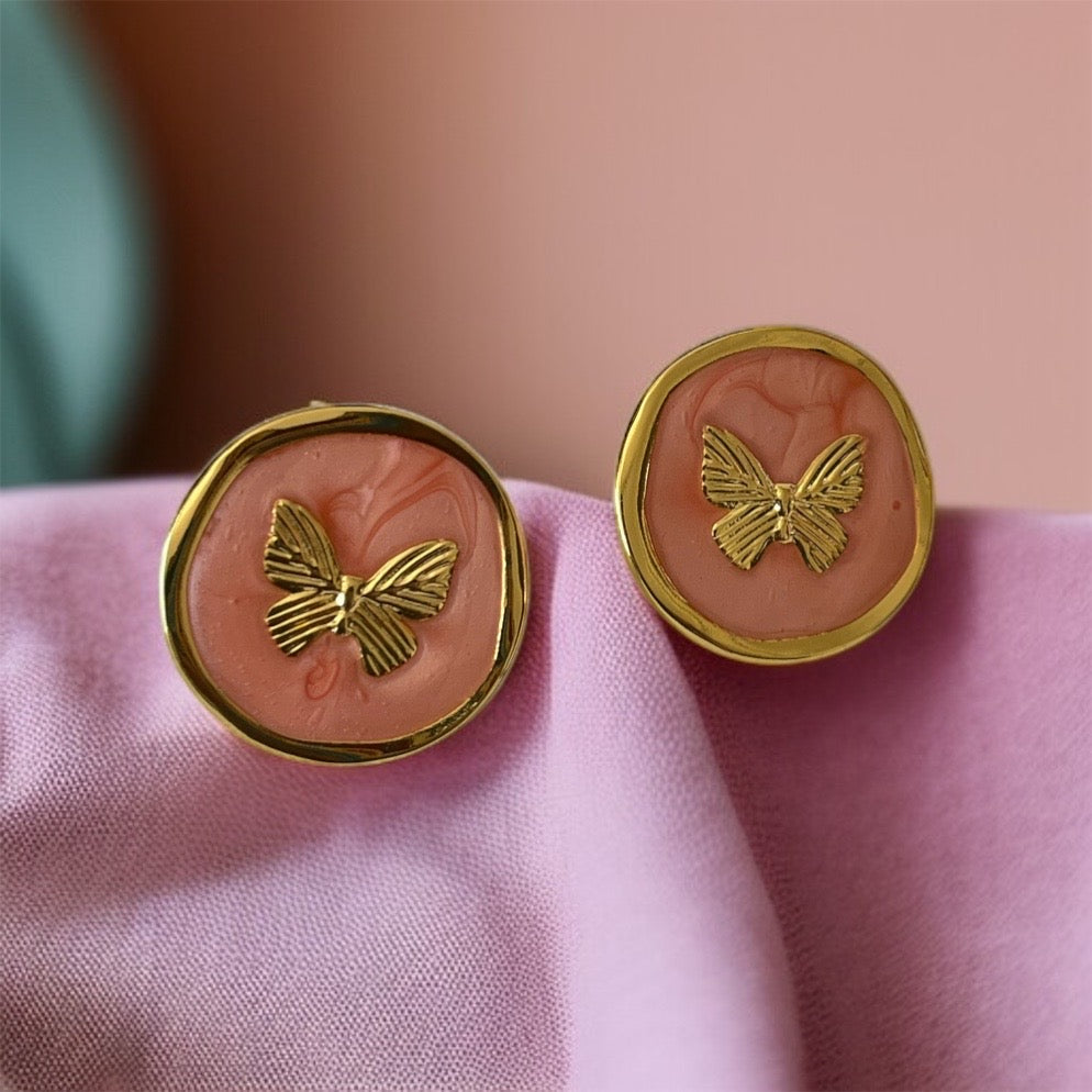 Enamel Butterfly Studs Earrings