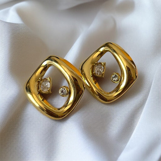 Gold Square Studs Earrings
