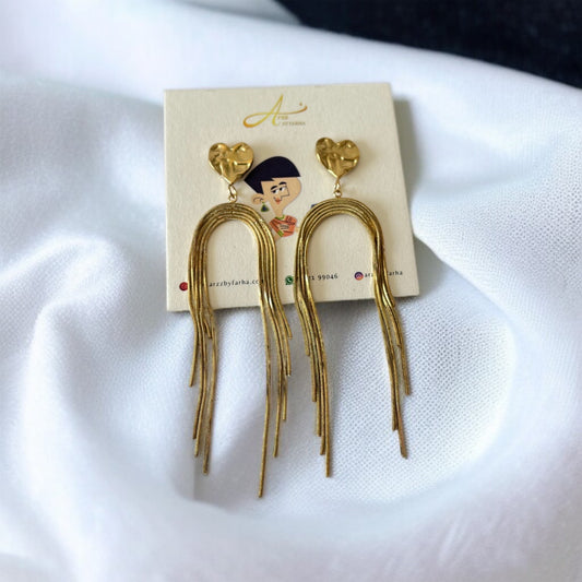 Heart Tassel Drop Earrings