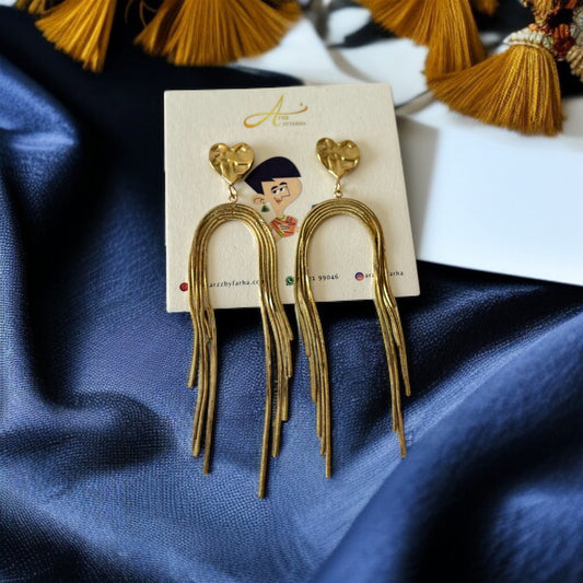 Heart Tassel Drop Earrings