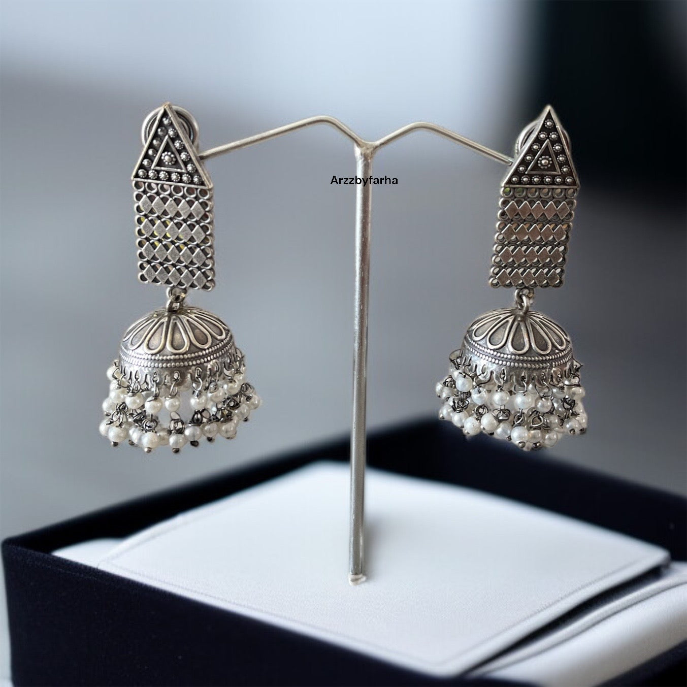 Silver Drop Jhumkas Earring
