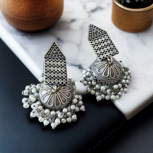 Silver Drop Jhumkas Earring