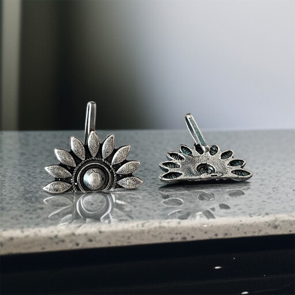 Silver Flower Hooks Earring
