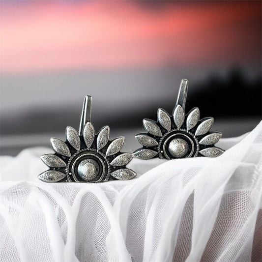 Silver Flower Hooks Earring