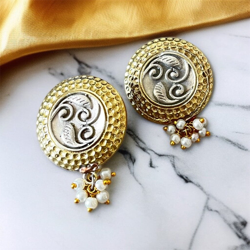 Dual Tone Studs Earrings