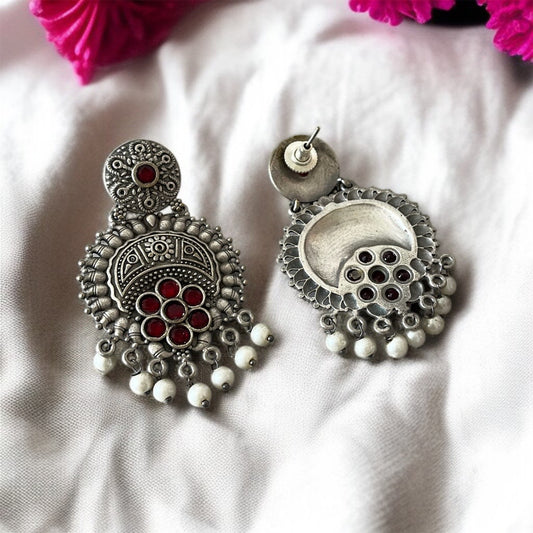 Red Stone Chandbali Earring