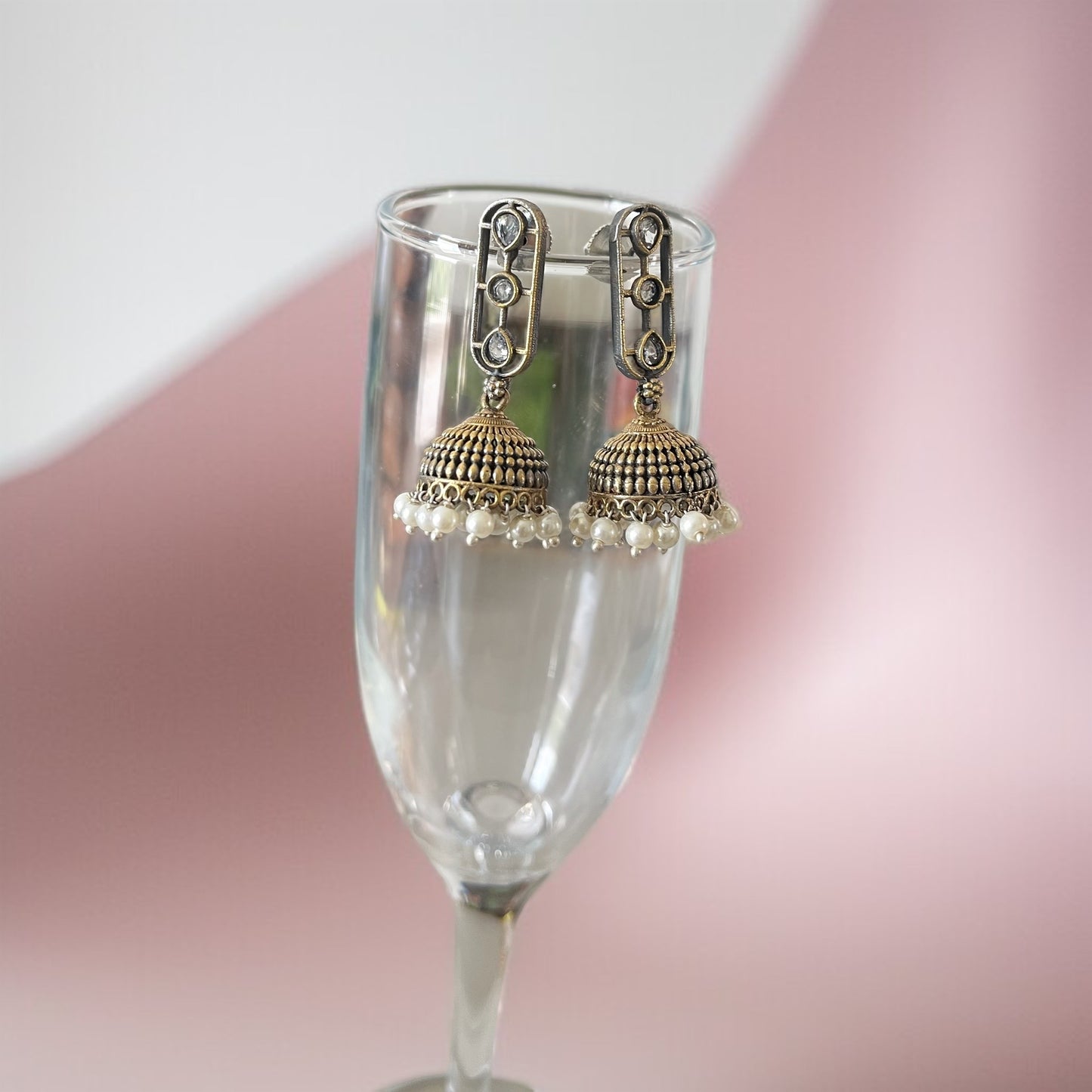 Dual Tone Jhumki Earrings