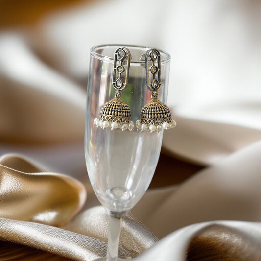 Dual Tone Jhumki Earrings