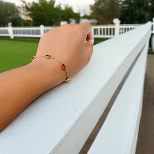 Multicolor Stone Chain Bracelet