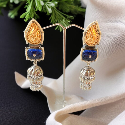 Blue Dual Tone Jhumkas Earring