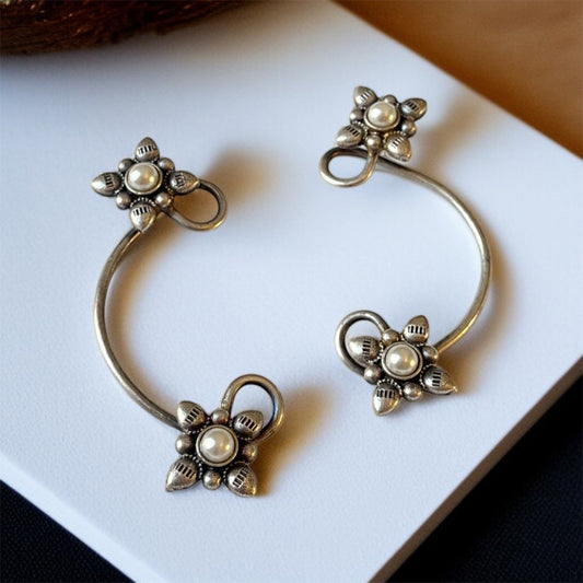 Silver Pearl Ear Cuffs Earring
